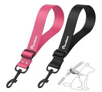 Pawaboo Harnais Voiture pour Chiens, Laisse Chien pour Voiture en Nylon+PVC, Ceinture de Sécurité de Voiture pour Animaux Réglable, Laisses pour Animal avec Crochet, 20 Pouces, 2 Paquets, Rose + Noir