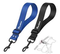 Pawaboo Harnais Voiture pour Chiens, Laisse Chien pour Voiture en Nylon+PVC, Ceinture de Sécurité de Voiture pour Animaux Réglable, Laisses pour Animal avec Crochet, 20 Pouces, 2 Paquets, Bleu + Noir