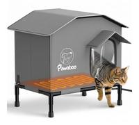 Pawaboo Heated Cat House for Winter Waterproof with 9 Temperatures & Timer