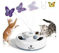 Pawaboo Jouet Interactif Automatique pour Chat, Jouet électronique pour Chaton avec des Papillons Clignotants, Une Boule de Piste et Une Souris Cachée Aléatoire, Jouet pour Chat Rechargeable par USB