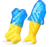 Pawaboo Jouets à Mâcher Rafraîchissants pour Chiens, 2 Paquets de Jouetss de Dentition Congelables pour Chiots pour Rafraîchir l'été, Jouets de Glace à Mâcher pour Chiens, Jaune + Bleu