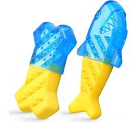 Pawaboo Jouets à Mâcher Rafraîchissants pour Chiens, Jouets de Glace à Mâcher pour Chiens, 2 Paquets de Jouetss de Dentition Congelables pour Chiots pour Rafraîchir l'été, Jaune + Bleu