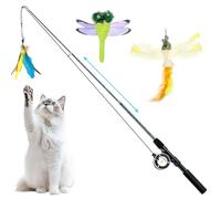 Pawaboo Jouets à Plumes pour Chats, Lot de 4 Baguettes interactives