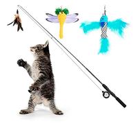 Pawaboo Jouets à Plumes pour Chats, Lot de 4 Baguettes interactives