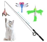 Pawaboo Jouets à Plumes pour Chats, Lot de 4 Baguettes interactives