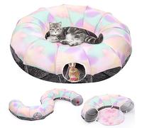 Pawaboo Lit de Tunnel pour Chats, Tube Pliable pour Chat en Polyester, Tunnels de Jeu avec Boule et Clochette, Tube de Jeu pour Chaton, Chiot, Lapin, Chat de Petite et Moyenne Taille, Couleur Dégradée