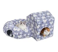 Pawaboo Lit Tunnel Beignet pour Chat - Tunnel Douillet avec Maison Carrée et Coussins Lavables, Cachette avec Balles Moelleuses,…