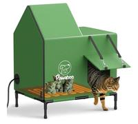 Pawaboo Maison de Chat Extérieur Chauffée et Indestructible en Hiver, Abri Anti-Pluie pour Chatons avec Auvent Étanche et Base Surélevée, Maison Isolée avec Chauffage pour Chats Sauvages de Ferme