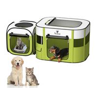 Pawaboo Parc 2 en 1 pour Chien et Chat, Parc pour Chiots Portable avec 600D Oxford, Tente Divisible pour Chaton et Chiot en Voyage, Enceinte pour Chien