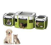 Pawaboo Parc 3 en 1 pour Chien et Chat, Parc pour Chiots Portable avec 600D Oxford, Tente Divisible pour Chaton et Chiot en Voyage, Enceinte pour Chien