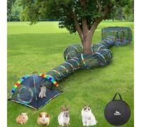 Pawaboo Parc pour Chats, 5 en 1 Enclos pour Animaux de Compagnie, Clôture Pliable Intérieure et Extérieure (1 Parc pour Animaux + 2 Tentes pour Animaux + 2 Tunnel pour Animaux), Couleur Arc en Ciel