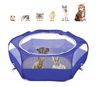 Pawaboo Parc pour Petits Animaux, Enclos Pliable Parc avec Fermeture Éclair pour Animal de Compagnie, Cages Tente Clôture d'exercice Transparente Respirante pour Chien, Chat, Lapin - Indigo