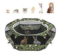Pawaboo Parc pour Petits Animaux, Enclos Pliable Parc avec Fermeture Éclair pour Animal de Compagnie, Cages Tente Clôture d'exercice Transparente Respirante pour Chien, Chat, Lapin, Imprimé Léopard