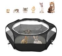Pawaboo Parc pour Petits Animaux, Enclos Pliable Parc avec Fermeture Éclair pour Animal de Compagnie, Cages Tente Clôture d'exercice Transparente Respirante pour Chien, Chat, Lapin - Noir