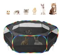 Pawaboo Parc pour Petits Animaux, Enclos Pliable Parc avec Fermeture Éclair pour Animal de Compagnie, Cages Tente Clôture d'Exercice Transparente Respirante pour Chien, Chat, Lapin, Noir + Arc-en-ciel