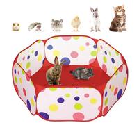 Pawaboo - Parc pour Petits Animaux, Tente-Cage Imperméable pour Petits Animaux avec Cadre en Fil d'acier Solide, Clôture de Cour Extérieure pour Poussin/Chiot/Cochon d'Inde/Lapin, Rouge + Pois