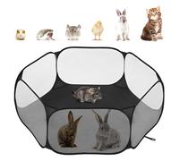 Pawaboo - Parc pour Petits Animaux, Tente-Cage Imperméable pour Petits Animaux avec Cadre en Fil d'acier Solide, Clôture de Cour Extérieure pour Poussin/Chiot/Cochon d'Inde/Lapin, Noir