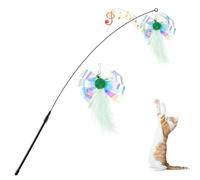 Pawaboo Plumeau de Jeu pour Chat, Canne à Pêche avec Une Baguette Extra Large de 88cm et Une Petite Clochette, Jouet Plumeau pour Chat Chaton, Bâton Jouet Fil Chaser, Papillon Vert