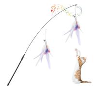 Pawaboo Plumeau de Jeu pour Chat, Canne à Pêche avec Une Baguette Extra Large de 88cm et Une Petite Clochette, Jouet Plumeau pour Chat Chaton, Bâton Jouet Fil Chaser, Violet