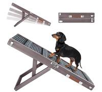 Pawaboo Rampe Portable en Bois, Escalier Pliable pour Chien avec 4 Hauteurs Réglables de 13,6" à 21", Escalier Canapé Pratique pour Chiens et Chats de Petite Taille, Gris Violet