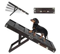 Pawaboo Rampe Portable en Bois, Escalier Pliable pour Chien avec 4 Hauteurs Réglables de 13,6" à 21", Escalier Canapé Pratique pour Chiens et Chats de Petite Taille, Noir