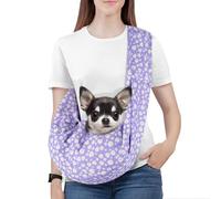 Pawaboo Sac à Bandoulière pour Chiens, Sac de Transport pour Animal de Compagnie avec Boucle de Sangle, Sacs de Voyage avec Sangle Élargie pour Chiots et Chats, jusqu'à 12LBS, Marguerite Violette