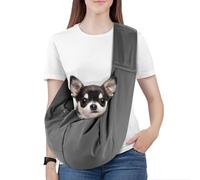 Pawaboo Sac à Bandoulière pour Chiens, Sac de Transport pour Animal de Compagnie en Polyester avec Boucle Sacs de Voyage avec Sangle Élargie, Gris Foncé