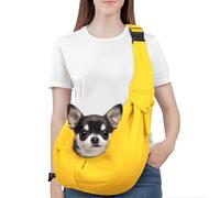 Pawaboo Sac à Bandoulière pour Chiens, Sac de Transport pour Animal de Compagnie en Polyester avec Boucle de Sangle, Sac de Voyage avec Sangle Élargie pour Chiots et Chats, jusqu'à 12LBS, Jaune