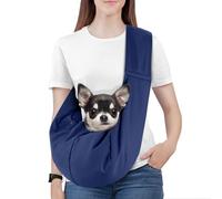 Pawaboo Sac à Bandoulière pour Chiens, Sac de Transport pour Animal de Compagnie en Polyester avec Boucle de Sangle, Sacs de Voyage avec Sangle Élargie pour Chiots et Chats, jusqu'à 12LBS, Indigo