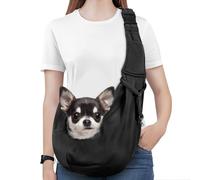 Pawaboo Sac à Bandoulière pour Chiens, Sac de Transport pour Animal de Compagnie en Polyester avec Boucle de Sangle, Sac de Voyage avec Sangle Élargie pour Chiots et Chats, jusqu'à 12LBS, Noir