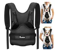 Pawaboo Sac à Dos de Portage Frontal pour Chien, Sac à Dos de Portage pour Chien, Ajustable, Facile à Mettre en Place, pour Petit Chiens Moyen, Mains Libres pour Voyage, Randonnée, Cyclisme, M, Noir