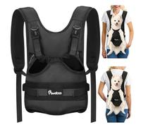 Pawaboo Sac à Dos de Portage Frontal pour Chien, Sac à Dos de Portage pour Chien, Ajustable, Facile à Mettre en Place, pour Petit Chiens Moyen, Mains Libres pour Voyage, Randonnée, Cyclisme, L, Noir