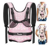 Pawaboo Sac à Dos de Portage Frontal pour Chien, Sac à Dos de Portage pour Chien, Ajustable, Facile à Mettre en Place, pour Petit Chiens Moyen, Mains Libres pour Voyage, Randonnée, L, Marguerite Rose