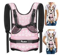 Pawaboo Sac à Dos de Portage Frontal pour Chien, Sac à Dos de Portage pour Chien, Ajustable, Facile à Mettre en Place, pour Petit Chiens Moyen, Mains Libres pour Voyage, Randonnée, M, Marguerite Rose