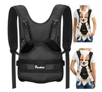 Pawaboo Sac à Dos de Portage Frontal pour Chien, Sac à Dos de Portage pour Chien, Ajustable, Facile à Mettre en Place, pour Petit Chiens Moyen, Mains Libres pour Voyage, Randonnée, Cyclisme, XL, Noir