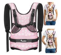 Pawaboo Sac à Dos de Portage Frontal pour Chien, Sac à Dos de Portage pour Chien, Ajustable, Facile à Mettre en Place, pour Petit Chiens Moyen, Mains Libres pour Voyage, Randonnée, S, Marguerite Rose