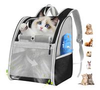 Pawaboo Sac à Dos pour Chats, Sac de Transport pour Animal de Compagnie en Polyester avec Maille Respirante et Cadre en Acier Amélioré, Sac à Voyage pour Chien Chat de Petite et Moyenne Taille, Noir