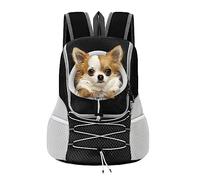 Pawaboo Sac à Dos Réglable pour Chiens, Sac à Voyage pour Animal de Compagnie en Polyester Respirant, Sac de Transport pour Chien Chat avec Ceinture de Sécurité pour Randonnée Extérieur, M/Noir