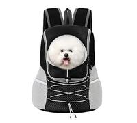 Pawaboo Sac à Dos Réglable pour Chiens, Sac à Voyage pour Animal de Compagnie en Polyester Respirant, Sac de Transport pour Chien Chat avec Ceinture de Sécurité pour Randonnée Extérieur, L/Noir