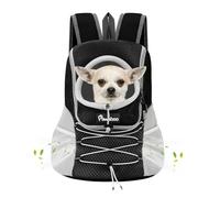 Pawaboo Sac à Dos Réglable pour Chiens, Sac de Transport pour Animal de Compagnie en Polyester Respirant, Sac à Voyage pour Chien Chat avec Ceinture de Sécurité pour Randonnée Extérieur, S/Noir