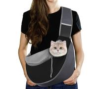 Pawaboo Sac de Transport Bandoulière Réglable pour Animal de Compagnie, Sac à Bandoulière Mains Libres avec Boucle en D, Sac à Dos en Maille Respirant avec Poche Supplémentaire, S, Gris Foncé + Noir