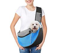 Pawaboo Sac de Transport Bandoulière Réglable pour Animal de Compagnie, Sacs à Dos en Maille Respirant Chiens avec Poche Supplémentaire, Mains Libres Sac à Bandoulière, S, Bleu Clair