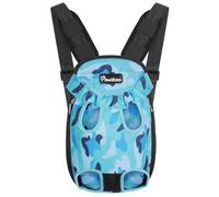 Pawaboo Sac de Transport de Voyage Sac à Dos de Transporteur Ventral Poitrine pour Petit Chien Chiot Chat pour Traveling Hiking Camping etc. Petite Taille, Camouflage Bleu