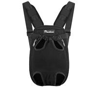 Pawaboo Sac de Transport de Voyage Sac à Dos de Transporteur Ventral Poitrine pour Petit Chien Chiot Chat pour Traveling Hiking Camping etc. Grande Taille, Noir