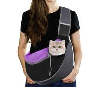 Pawaboo Sac de Transport pour Chien, Sac à Main en Maille Respirante pour Chiot Chat, Cordon de Serrage Papoose avec Sangle Ajustable et Pochette, Sacs à Main avec Sangle Ajustable, S, Violet Foncé