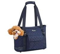 Pawaboo Sac de Transport pour Petits Chiens avec Pochette, Sac de Transport Léger pour Chiens et Chiots, Sac de Transports Souple pour Chiots, Chats et Lapins de Moins de 11 LBS, Marine Bleu
