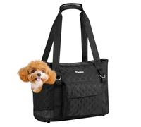 Pawaboo Sac de Transport pour Petits Chiens avec Pochette, Sac de Transport Léger pour Chiens et Chiots, Sacs de Transports Souple pour Chiots, Chats et Lapins de Moins de 11 LBS, Noir