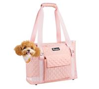 Pawaboo Sac de Transport pour Petits Chiens avec Pochette, Sac de Transport Léger pour Chiens et Chiots, Sac de Transports Souple pour Chiots, Chats et Lapins de Moins de 11 LBS, Rose