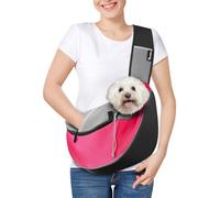 Pawaboo Sac de Transport Réglable pour Animal de Compagnie, Sac à Bandoulière Mains Libres avec Poche Zippée Tactile, Sac à Dos en Maille Respirant pour Chiens avec Boucle en D, L - Rose