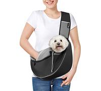 Pawaboo Sac de Transport Réglable pour Animal de Compagnie, Sac à Bandoulière Mains Libres avec Poche Zippée Tactile, Sac à Dos en Maille Respirant pour Chiens avec Boucle en D pour Voyage, XL - Noir